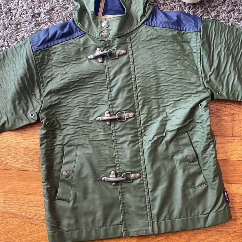 GYMSPORT GYMBOREE Vintage Green Hooded Raincoat Jacket Size 3 to 4 years old